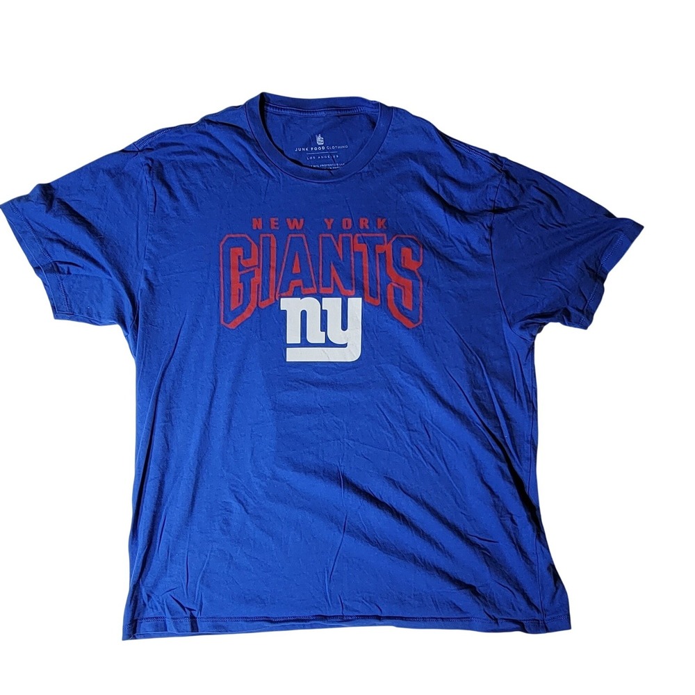 Junk Food Clothing Mens New York Giants NFL Graphic T-Shirt XL Blue Short Sleeve